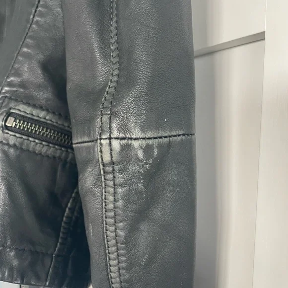 All Saints Cargo Black Leather Motorcycle Jacket - Picture 12 of 16